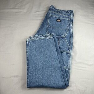 Dickies Mens 36x32 Relaxed Fit Carpenter Jeans Blue 100% Cotton Workwear